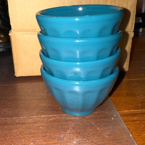 Set of Four Turquoise Mini Latte Ceramic Bowls - Picture 1 of 6